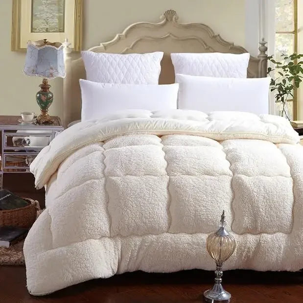 Obbty Winter Duvet Lamb Wool Warm Comforter Camel Cotton Quilt Thicken Blanket King Queen Size Single Double Cashmere Couple Bed Quilt