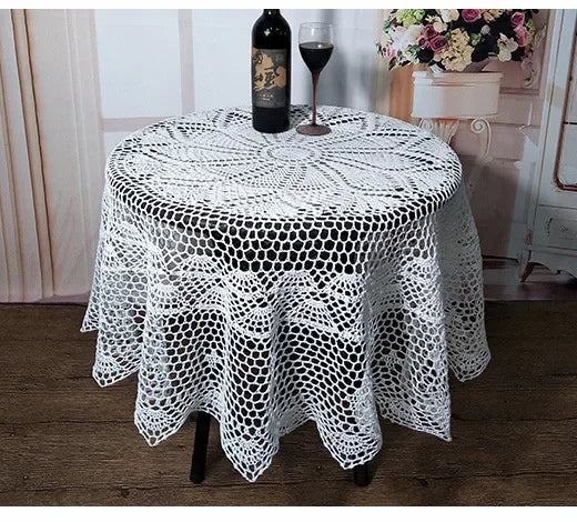 Obbty Crocheted Table Cloth, Round Table Cover, Dining Tablecloths, Home Decorative, Christmas, Hot, Luxury