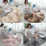 Obbty Pink Shaggy tie-dye Round Carpet Colorful Fluffy Circles Coffee Table Blanket Bedroom Hanging Basket Yoga Rug