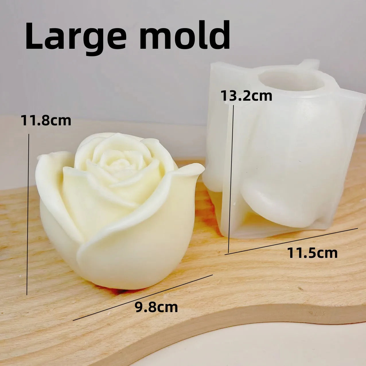 Obbty 3D Large Rose Candle Silicone Mold Valentine's Day Rose Cake Chocolate Silicone Mold Home Decoration Resin Plaster Mold