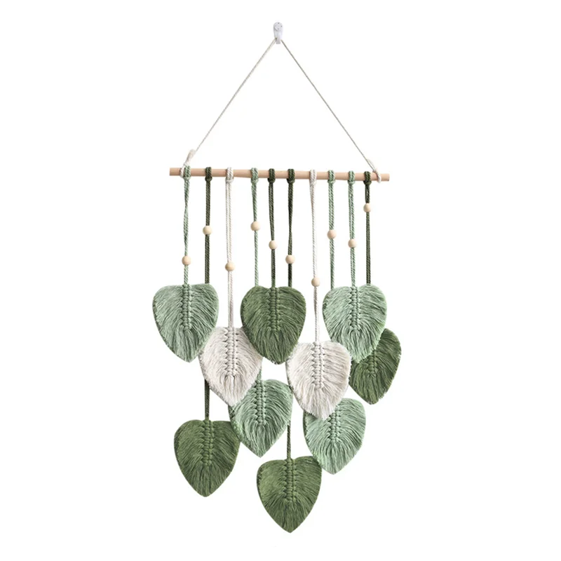 Obbty Leaf Macrame Wall Hanging Boho Room Home Decor Woven Aesthetic Wall Tapestry Home Room Wedding Decoration Green