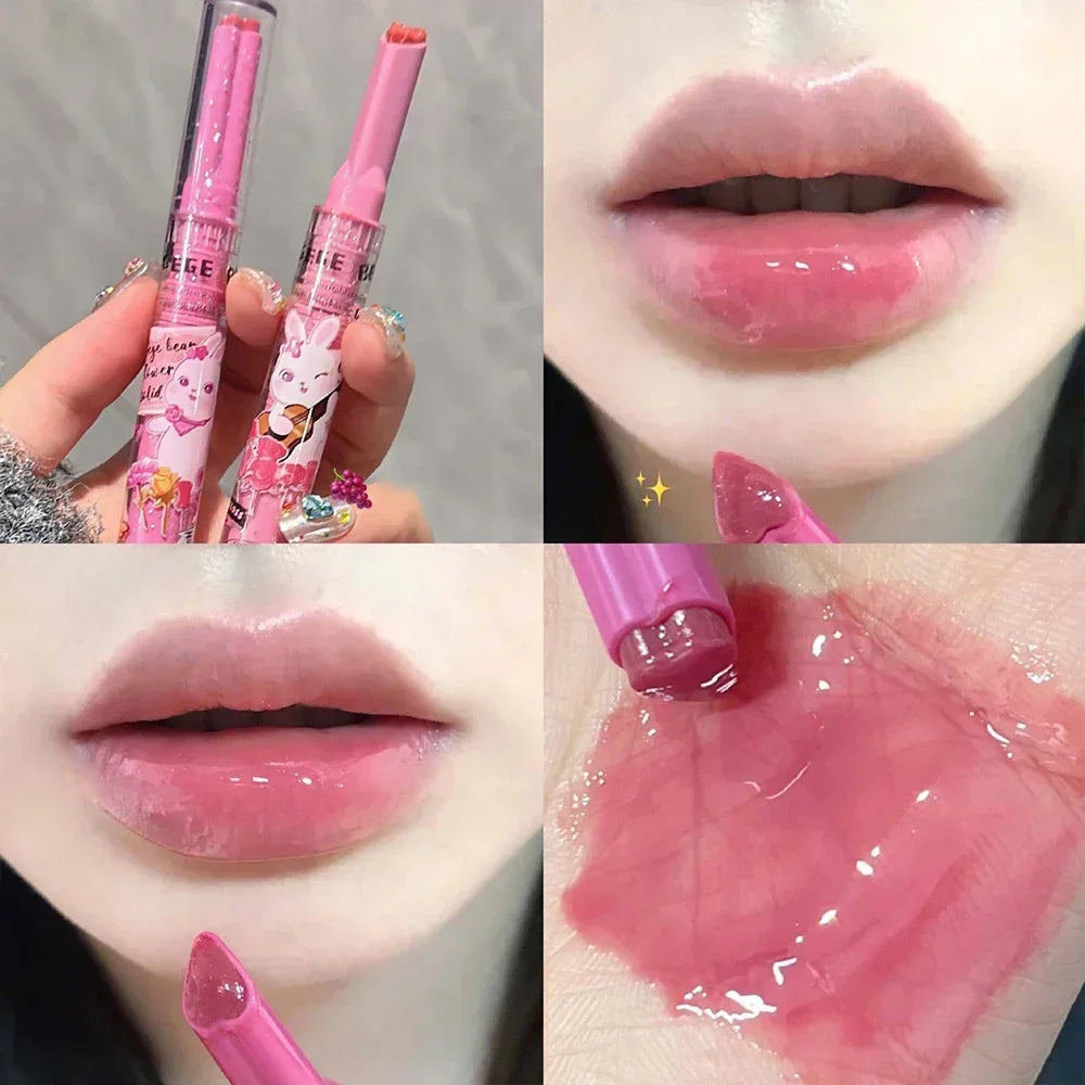 Obbty Water Light Mirror Lipstick Pen Glitter Lip Tint Long Lasting Moisturising Love Heart Shape Solid Lip Gloss Lip Makeup Cosmetics