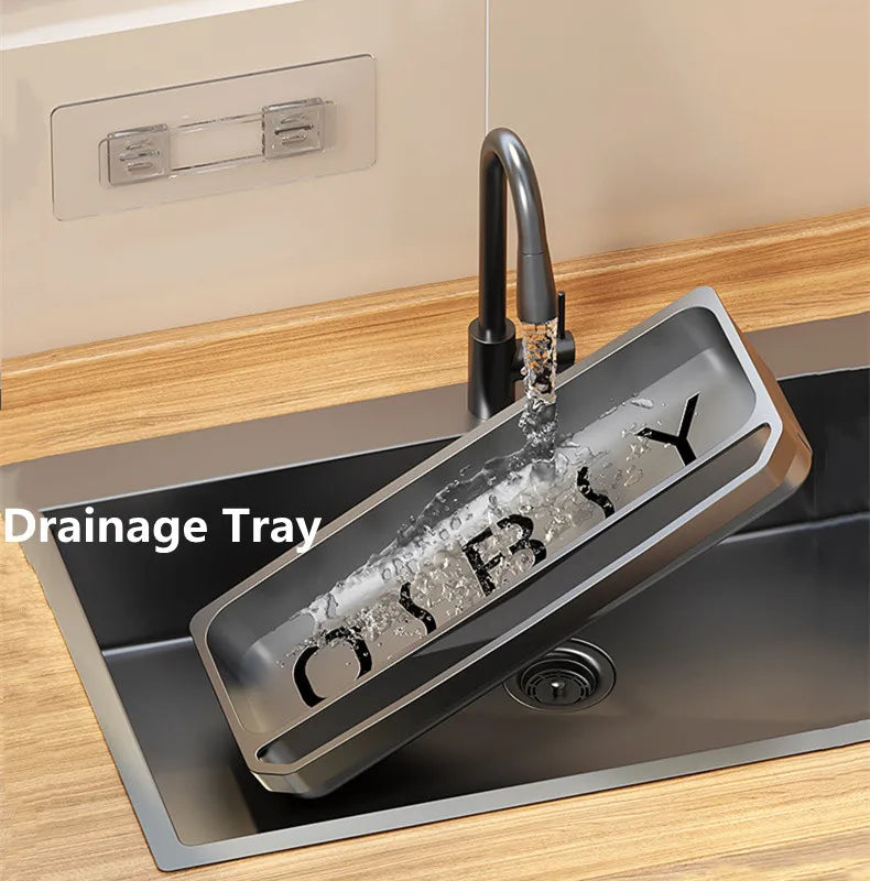 Obbty New Kitchen Sink Rack Household Wall-Mounted Rag Sponge Cleaning Brush Drain Rack Kitchen Supplies Sundries Organizer