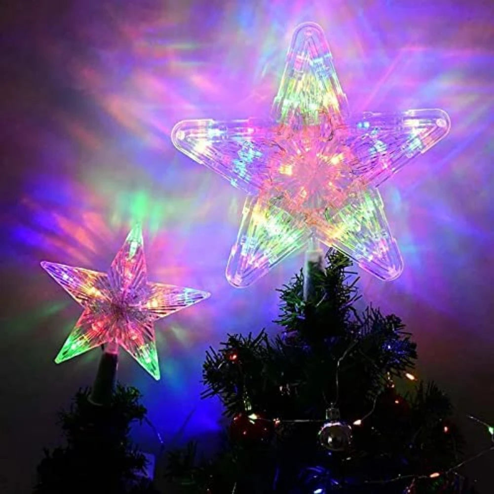 Obbty Christmas Star Tree Topper Lighted with LED Lights Beautiful Star Lighting Holiday Decoration for Christmas Tree Home Decoration