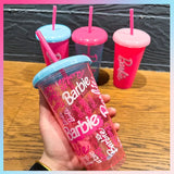 Obbty Sunshines Series Cute Cartoon Home Party Plastic Straw Cup 520ML 4pcs for House Party Convenient Use Girl Gifts