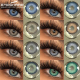 Obbty 1Pair Blue Contact Lenses Green Eye Contacts Gray Beautiful Pupils Brown Lenses Yearly Cosmetic Colored Contact Lenses