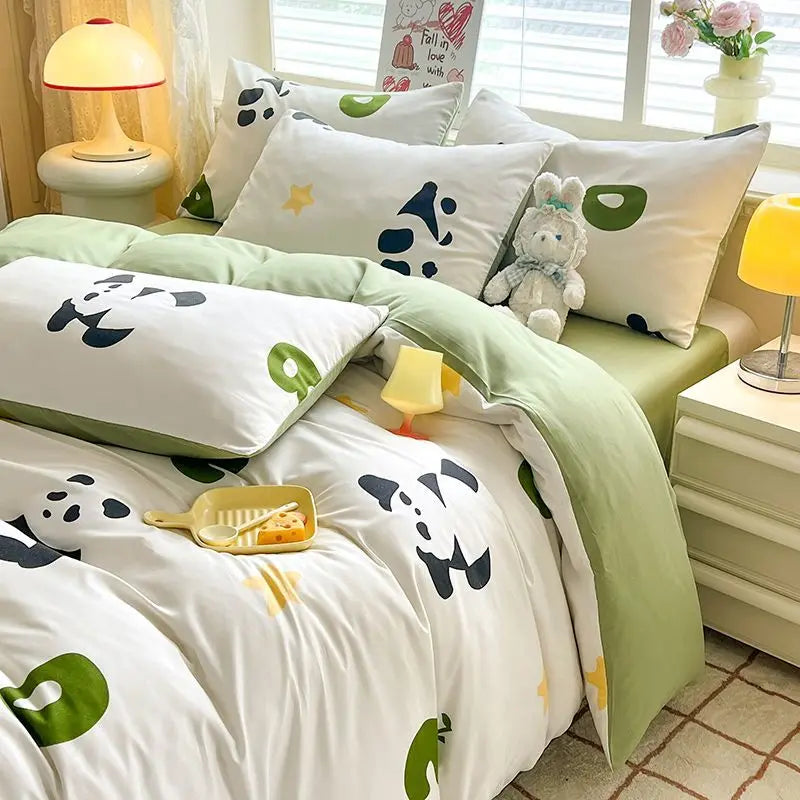 Obbty Rural Style Bedding Set Fresh Floral Four Piece Set  Girl Heart  Double-layer Gauze   New Meeting Duvet Cover