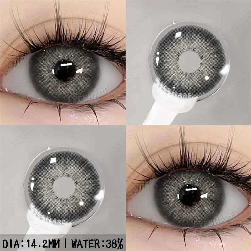 Obbty 2pcs Myopia Color Contact Lenses for Eyes Gray Pupils with Diopters Blue Eye Lenses Brown Natural Lenses Green Eye Lens