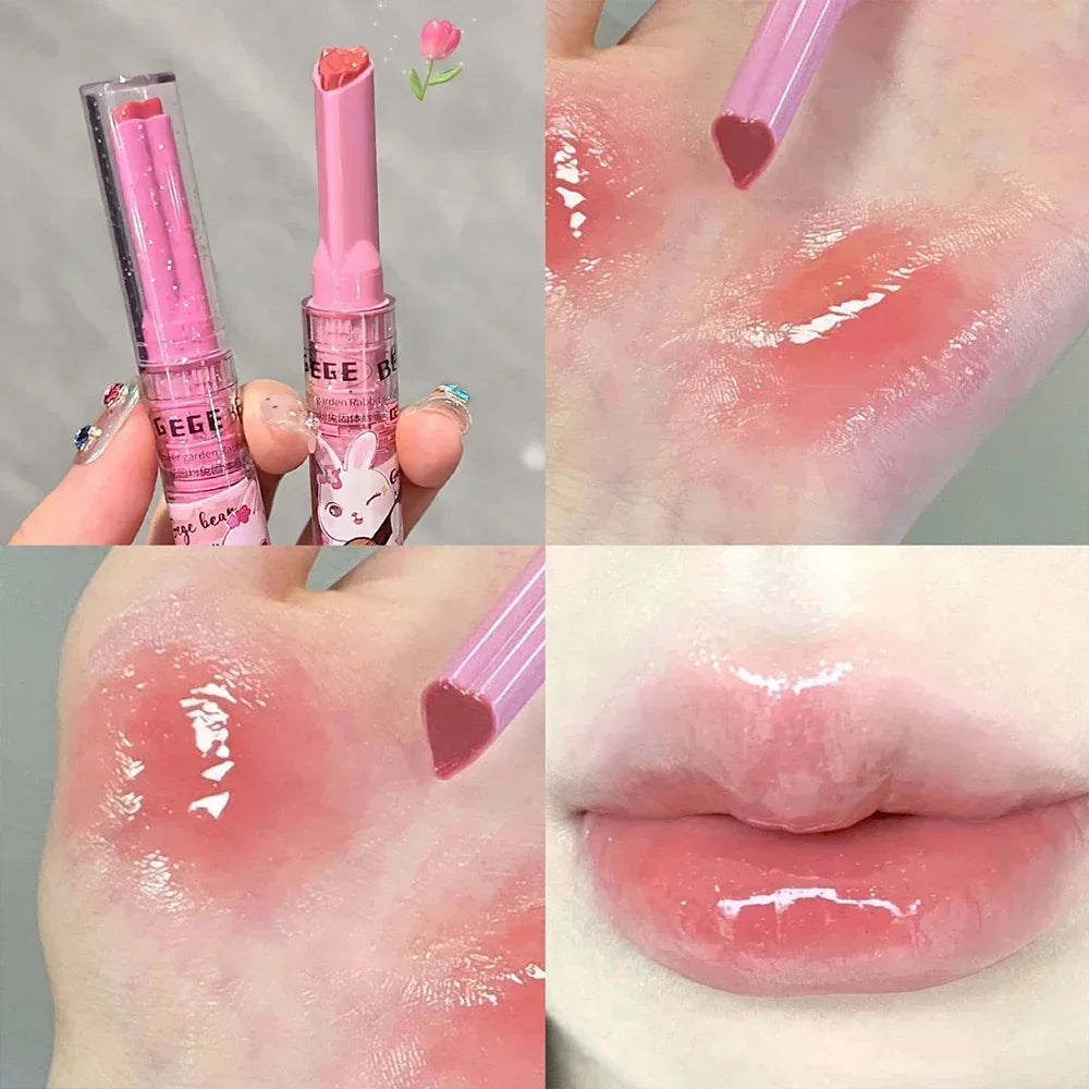 Obbty Water Light Mirror Lipstick Pen Glitter Lip Tint Long Lasting Moisturising Love Heart Shape Solid Lip Gloss Lip Makeup Cosmetics