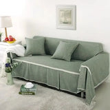 Obbty 1/2/3/4-seater Sofa Cover for Living Room Solid Color Lace Edge Sofa Towel All-inclusive Dust Couch Cover Solid Slipcover