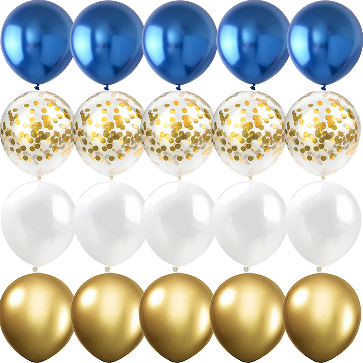 Obbty 20PCS Night Blue Birthday Party Golden Balloons Baby Shower Metallic confetti Wedding Anniversaire Mariage Globos Decorations