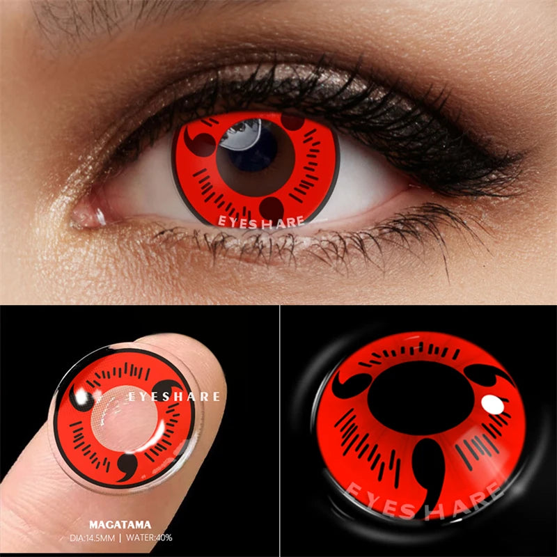 Obbty EYESHARE Red Cosplay Colored Contact Lenses for Eyes Yearly Halloween Anime Lens Beauty Makeup Contact Lenses Christmas Party