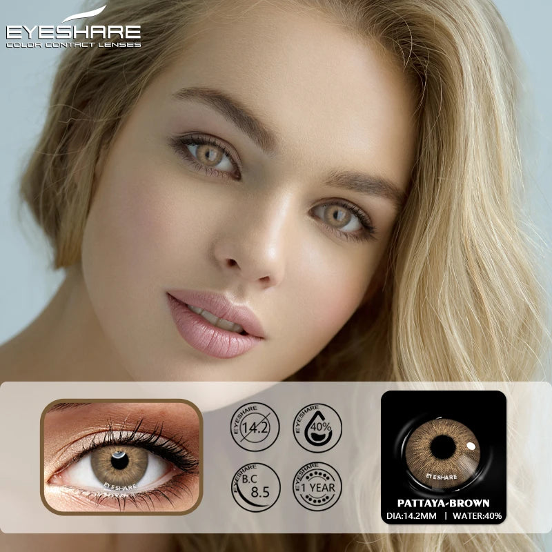 Obbty EYESHARE 2pcs Color Contact Lenses Natural Brown Contact Color Lenses For Eyes Blue Lenses Yearly Cosmetics Eyes contact lenses