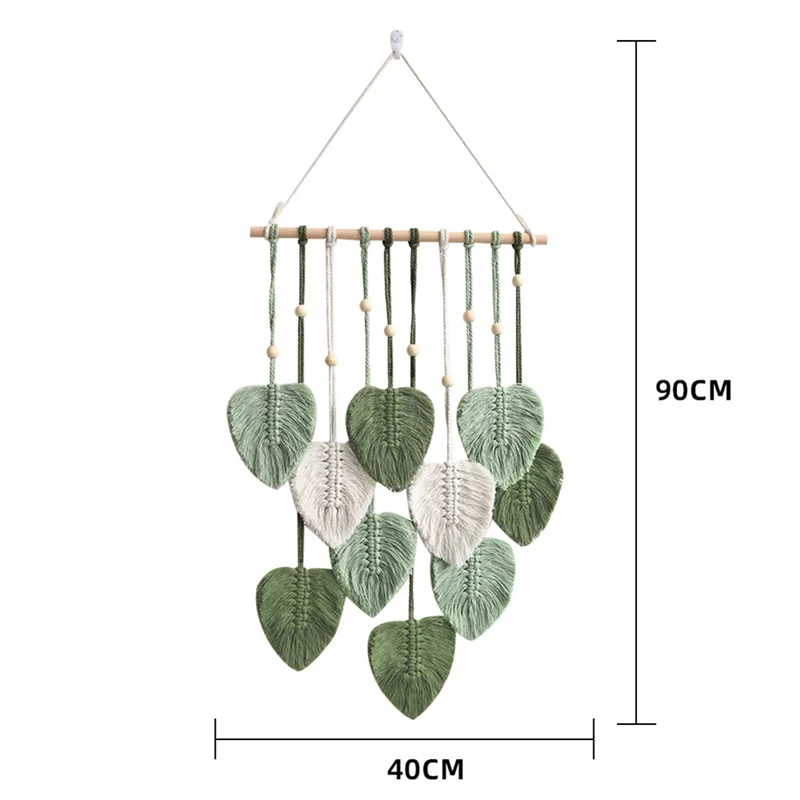 Obbty Leaf Macrame Wall Hanging Boho Room Home Decor Woven Aesthetic Wall Tapestry Home Room Wedding Decoration Green