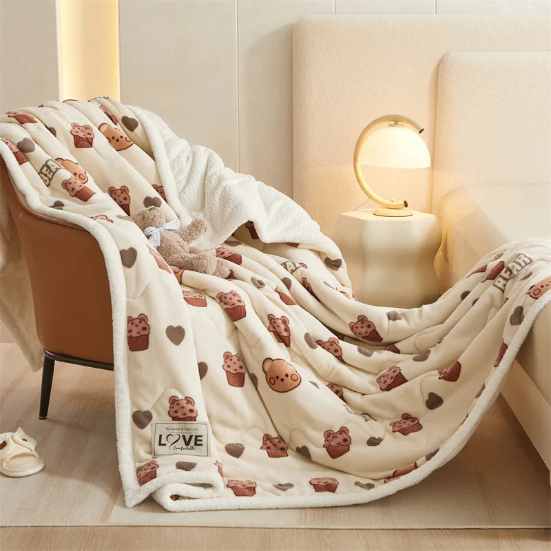 Obbty New Autumn and Winter Thickened Multifunctional Double-sided Plush Blanket, Student Dormitory Milk Plush Blanket