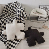 Obbty Blacket White Irregular Jigsaw Seat Cushion Back Cushion Home Dear Game Throw Pillows Soft Thicken Teddy Velvet Sofa Cushions