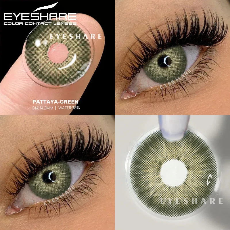 Obbty 1pair Natural Colored Contact Lenses for Eyes Fashion Gray Eye Contacts Yearly Brown Lenses Color Eye Lens Pink Lenses