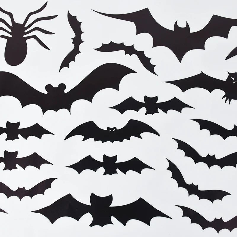 Obbty 4pcs/set Halloween Witch Refining Medicine Wall Sticker Black Bat Cat Boiler Glass Window Decal Halloween Party DIY Decor Supply