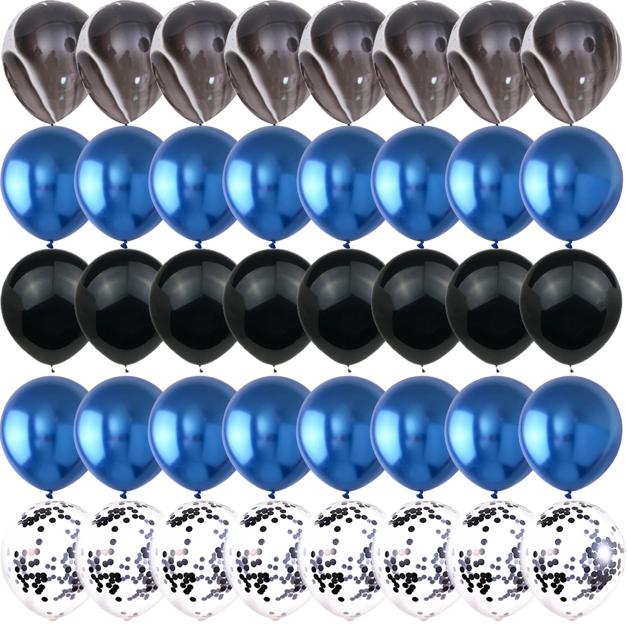 Obbty 40PCS Metal Blue Night Blue Black Balloons Gender Reveal Wedding Valentine's Day Baby Shower Birthday Globos Party Decorations