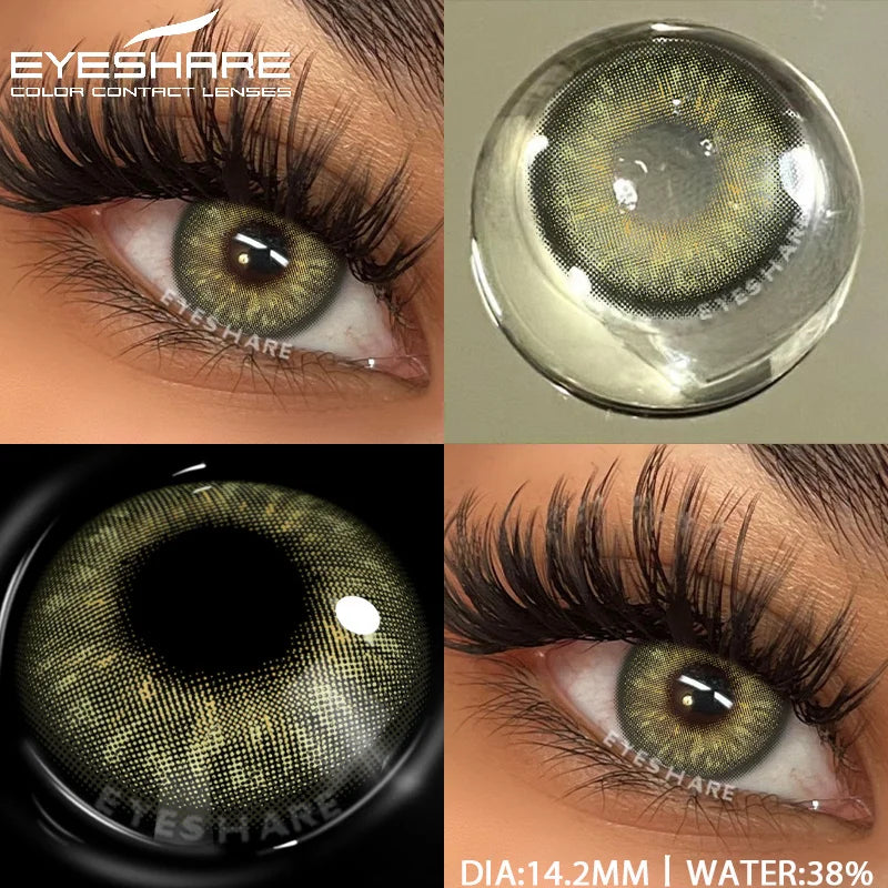 Obbty  1pair Natural Colored Contact Lenses Gray Color Contacts for Eyes Fashion Blue Eyes Contact Yearly Brown Eye Contacts