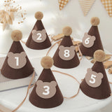 Obbty 1pc Cute Bear Birthday Hat Brown Thick Non-woven Birthday Party Supplies