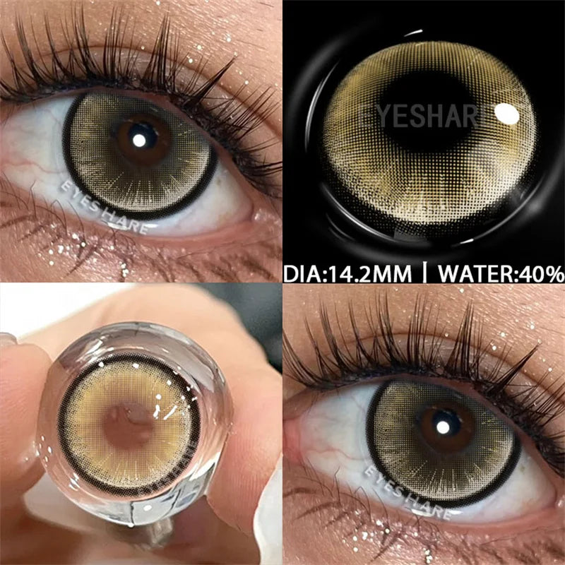 Obbty Color Contact Lenses for Eyes 1Pair Korean Fashion Lenses Y2k Colorcon Costmetics Brown Lenses Gray Lens Green Contacts