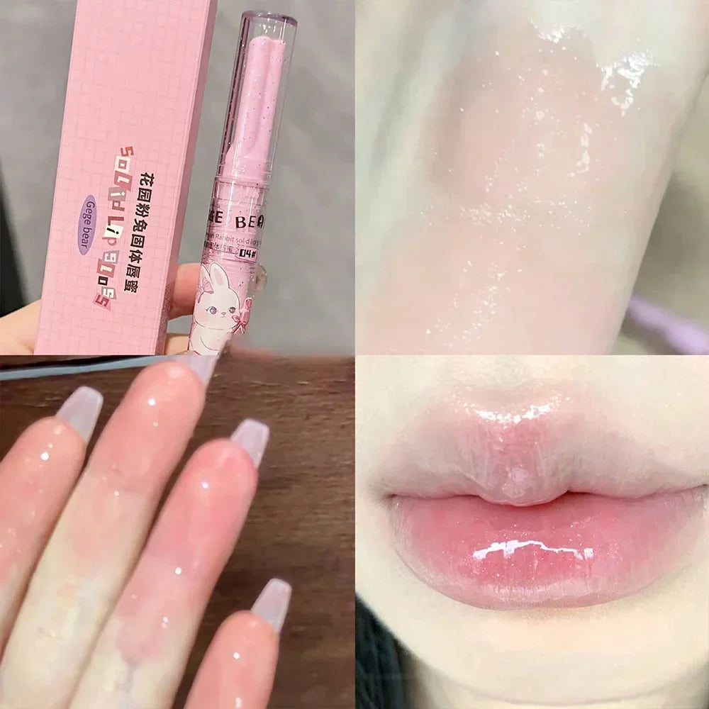 Obbty Water Light Mirror Lipstick Pen Glitter Lip Tint Long Lasting Moisturising Love Heart Shape Solid Lip Gloss Lip Makeup Cosmetics