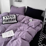 Obbty Fashion Style Pink Black Bedding Set Soft Flower Duvet Cover Pillowcase Bed Flat Sheet Set For Girl Double Queen King Bedclothes