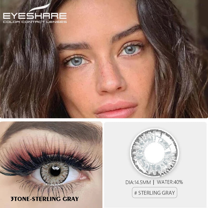 Obbty EYESHARE 2pcs Color Contact Lenses for Eyes 3 TONE Blue Eyes Contact Beauty Pupils Makeup Colored Lens Yearly Contact Lens