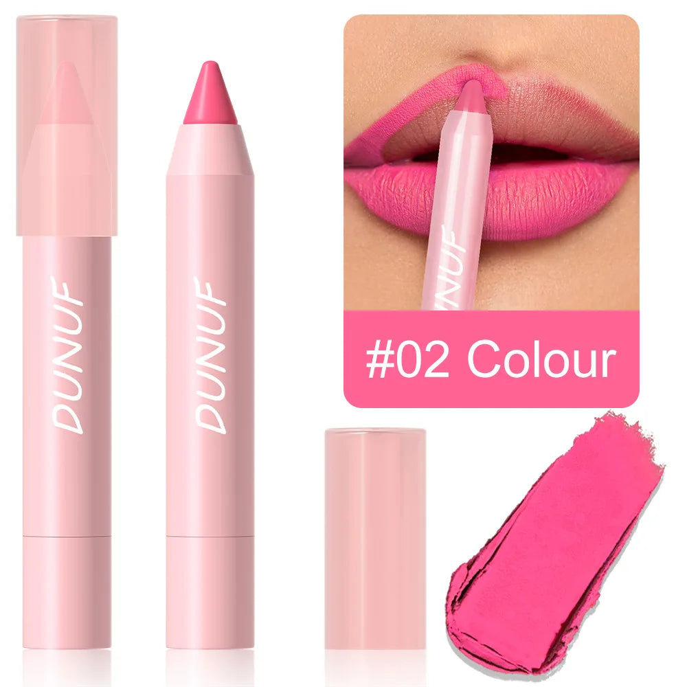 Obbty 18-Colors Lipstick Pencil Waterproof Sexy Red Matte Contour Tint Lipstick Lasting Non-stick Cup Lipliner Pen Lip Makeup Cosmetic