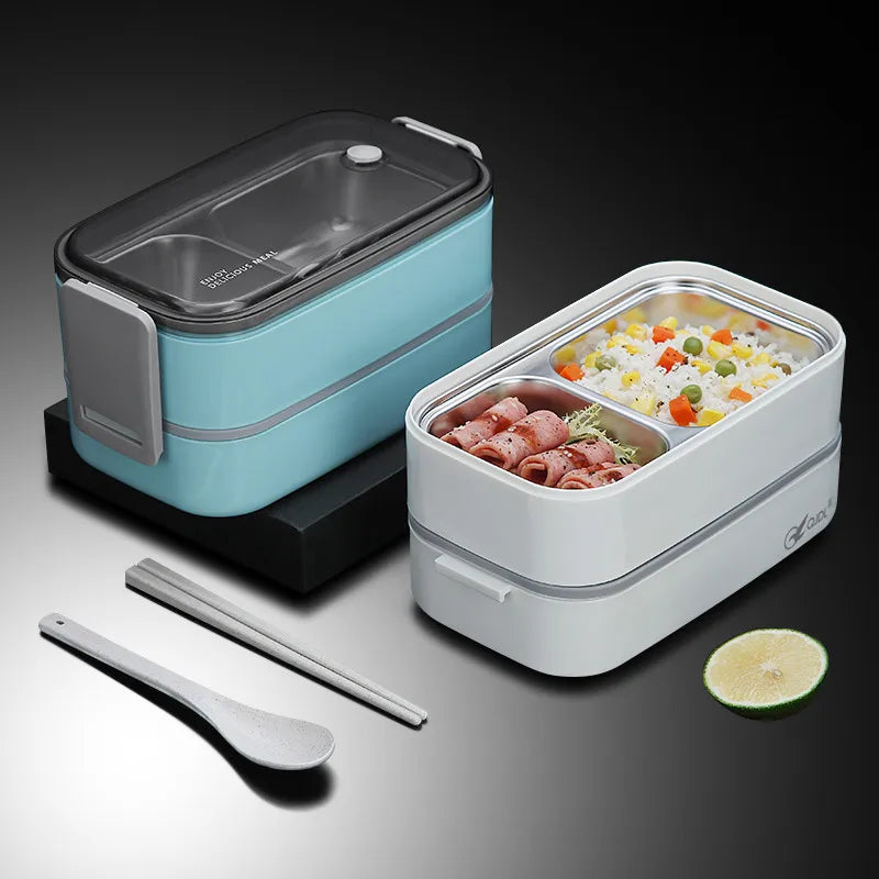 Obbty 304 stainless steel lunch box for Adults Kids School Office 1/2 Layers Microwavable portable Grids bento Food Storage Containers