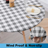 Obbty Round Table Cloth Elastic Waterproof Table Cover Fitted Vinyl Tablecloth For Home Decoration Party Camping Table Cloth