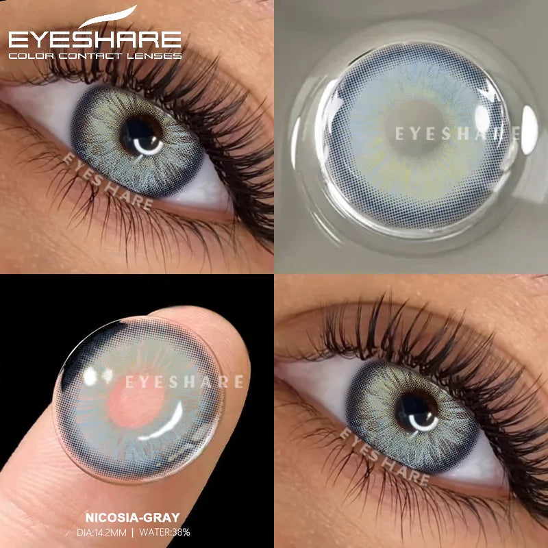 Obbty 1pair Natural Color Contact Lenses for Eyes Fashion Blue Lenses Gray Pupils Brown Lenses Yearly Cosmetic Green Contacts