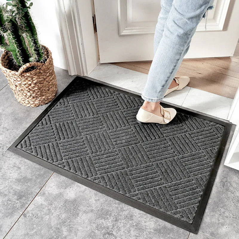 Obbty Abrasion-resistant Rubber Front Door Mat  Shoe Scraper for Inside Outdoor Doormat Easy To Clean Dirt Resistant Floor Mats Rug