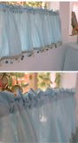 Obbty Solid Color High-end Short Curtain with Colorful Tassel，Romantic and Elegant Design Sheer Curtains Valances Set Half Curtains