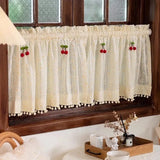 Obbty Short Valance Tier Curtains for Kitchen Farmhouse Bookshelf Ruffle Lace Hotel Door Treatment Partition Decoration Drapes