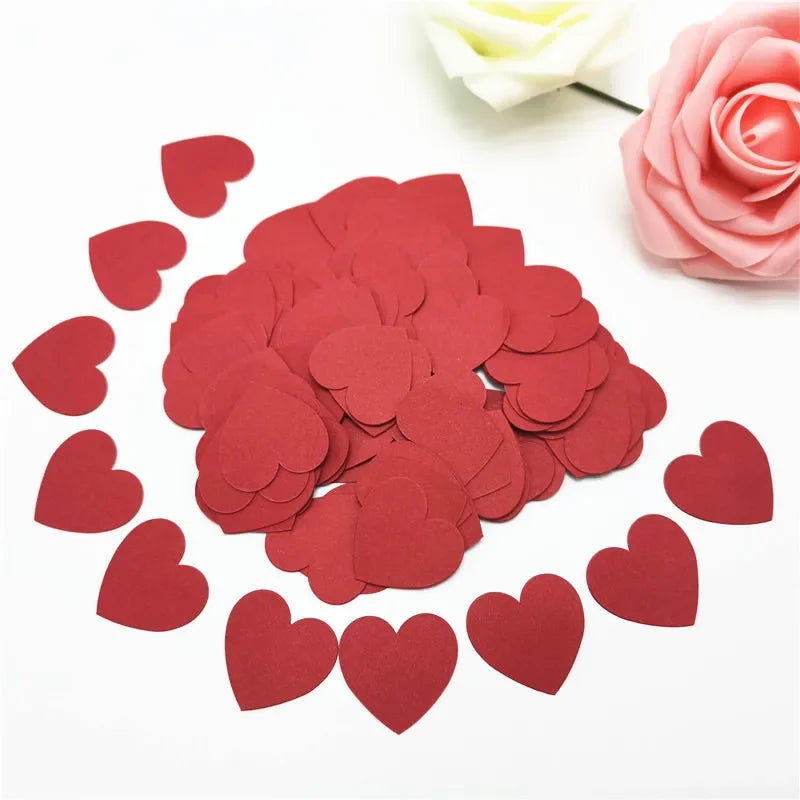 Obbty 100pcs Glittler Rose Gold 3cm Heart Paper Confetti Wedding Card Paper Confettis Birthday Baby Shower Wedding Party Supplies