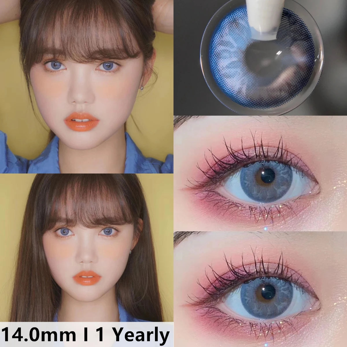 Obbty EYEHSARE  2pcs Natural Color Contact Lenses For Eyes Pink Colored Lens Blue Beauty Contact Lenses Eye Yearly Cosmetic Color Lens