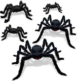 Obbty 30-200cm Halloween Big Plush Spider Halloween Decoration Horror Giant Black Spider Outdoor Halloween Props Simulated Spider toys