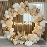 Obbty 1set Sand White Gold Balloon Garland Arch Beige Khaki Balloon Wedding Decoration Baby Shower Balloons Birthday Party Decorations