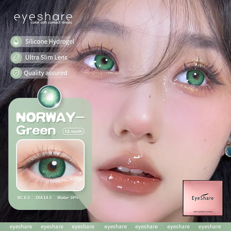 Obbty Colored Contact Lenses for Eyes Natural Eye Lenses Fashion Contact Green Lenses Blue Eye Lenses Gray Pupils 1pair/2pcs