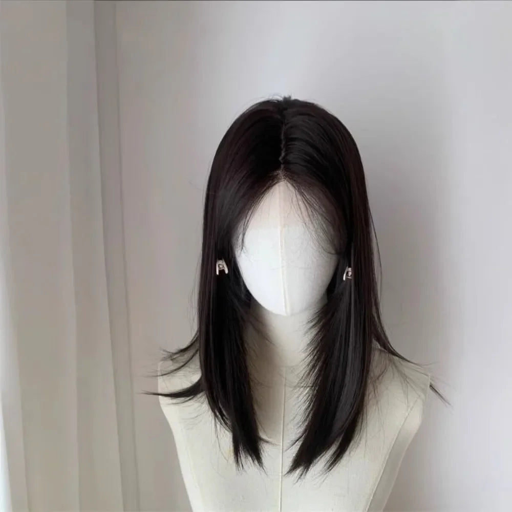 Obbty Short Wig Natural Black Brown Medium Short Wig Lace Front Wigs Headband Bob Wig for Daily Use New