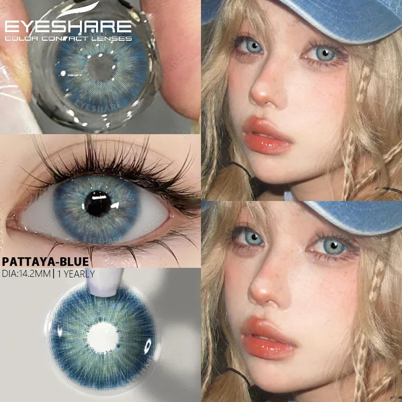 Obbty 2pcs Myopia Color Contact Lenses for Eyes Gray Pupils with Diopters Blue Eye Lenses Brown Natural Lenses Green Eye Lens