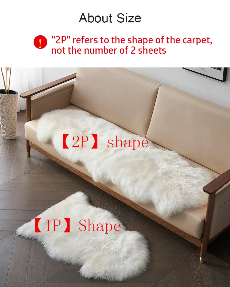 Obbty Shaggy White Fur Rug Bedroom  Soft Fluffy Faux Sheepskin Area Rugs Washable Plush Bedside Carpet for Living Room Sofa Decor