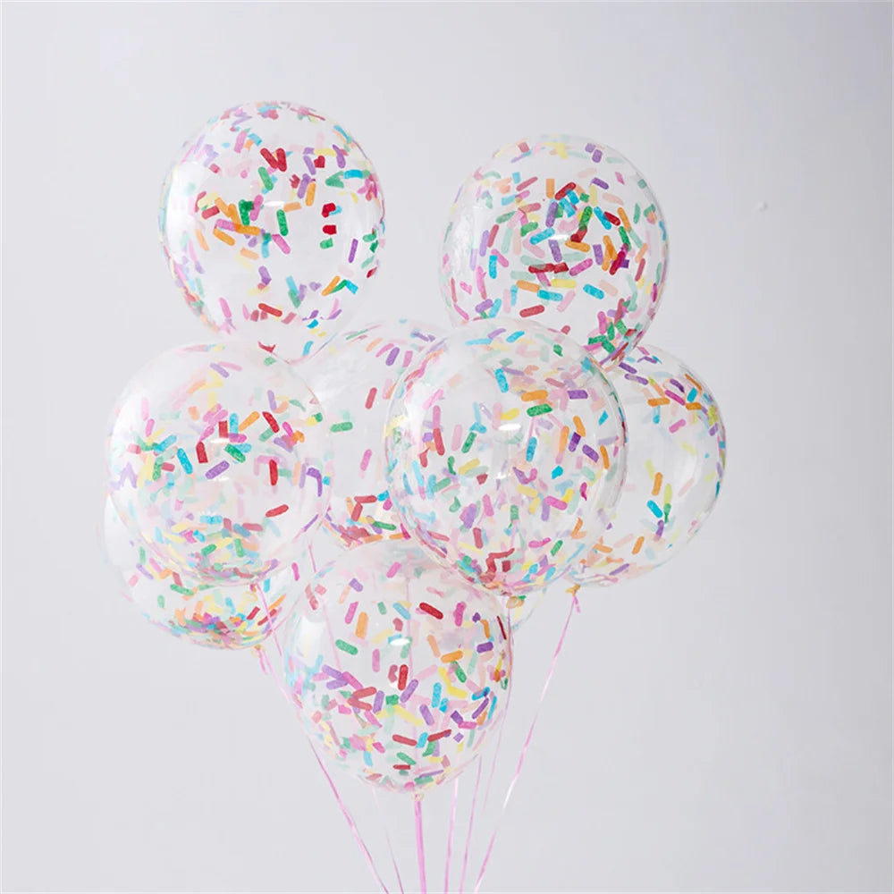 Obbty 15pcs 12inch Rainbow Confetti Balloons Ice Cream Mixed Color Balloon Wedding Anniversary Decoration Birthday Party Baby Shower