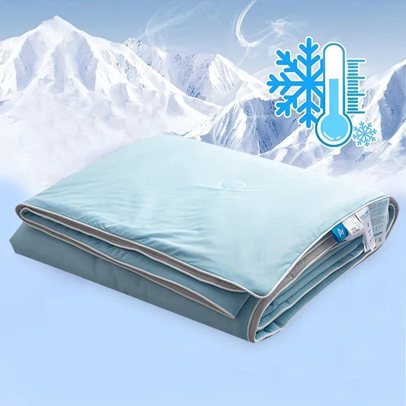 Obbty Cooling Blanket for Bed Silky Air Condition Comforter Lightweight Cooled Summer Quilt with Double Side Cold & Cooling Fabric