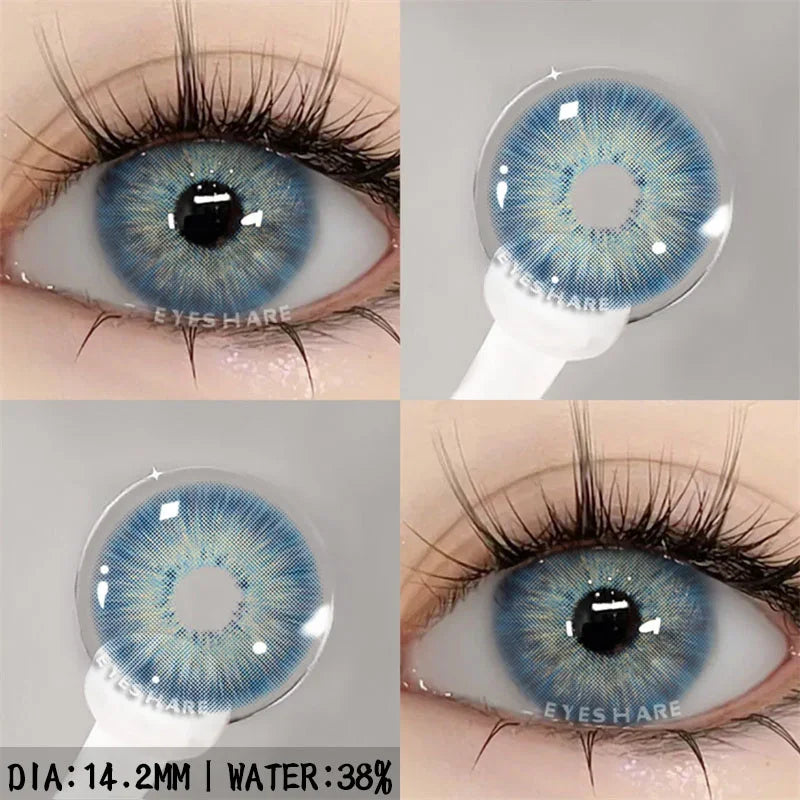 Obbty 2pcs Myopia Color Contact Lenses for Eyes Gray Pupils with Diopters Blue Eye Lenses Brown Natural Lenses Green Eye Lens