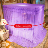 Obbty Luxury Embroidery Lace Mosquito Net for Bed Square Princess Palace Mosquito Net Single Double Bed Net Canopy Mosquito Tent Home