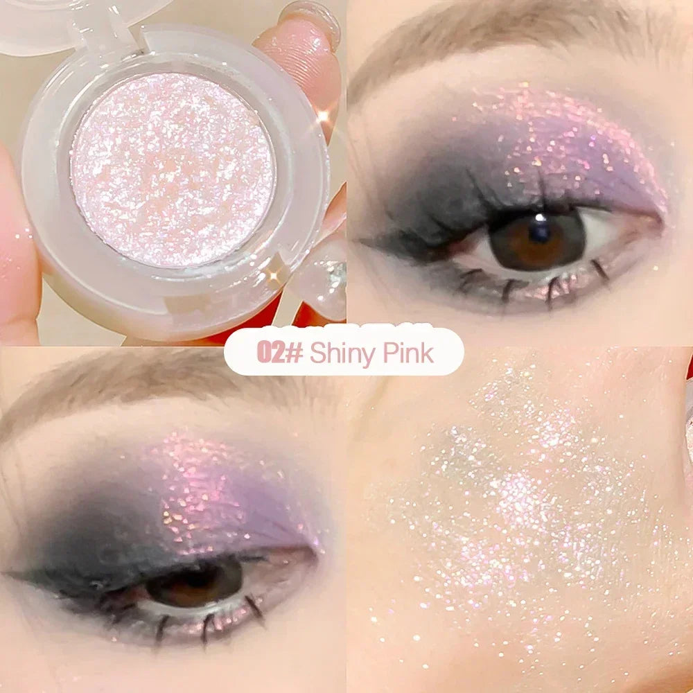 Obbty Diamond Glitter Monochrome Eyeshadow Palette Discoloration Eyeshadow Highlighter Sequins Waterproof Lasting Eyes Makeup Pigments