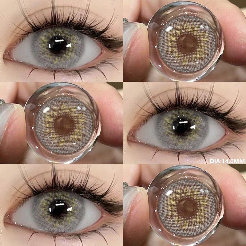 Obbty 1Pair Colored Contact Lenses for Eyes Natural Brown Eye Lenses Gray Pupils Blue Eye Soft Lenses Yearly Green Contacts